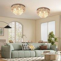 HOMCOM Set of 2 Crystal Ceiling Lights Modern Chandeliers w/ 7 E14 Fitting in Silver