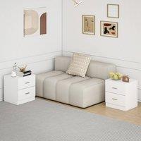 HOMCOM Bedside Tables Set of 2 with 2 Drawers Modern Nightstands, White