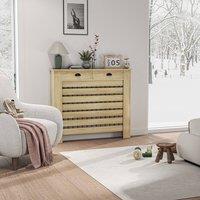 HOMCOM Radiator Cover with Drawer, Horizontal Slat, 111cm in Natural