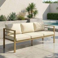 OUTSUNNY Garden Bench with Cushions, Outdoor Furniture, Cream White | Size: 3 Seater