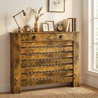 HOMCOM Radiator Cover with Drawer, Horizontal Slat, 111cm in Brown