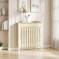 HOMCOM Radiator Cover with Drawer & Vertical Slats in Light Oak | Size: Small