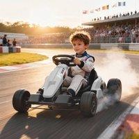 AIYAPLAY 24V Electric Go Kart with Drift Mode, Adjustable Seat, White