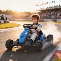 AIYAPLAY 24V Electric Go Kart with Drift Mode, Adjustable Seat, Blue