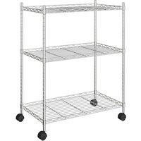 Berkfield Home 3-Tier Storage Rack with Wheels 60x35x81 cm Chrome 150 kg in Silver | Size: 60 x 35 x 81 cm
