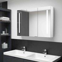 Berkfield Home LED Bathroom Mirror Cabinet 89x14x62 cm Shining White | Size: 89 x 14 x 62 cm