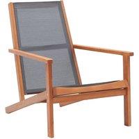 Berkfield Home Garden Lounge Chair Grey Solid Eucalyptus Wood & Textilene