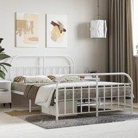 Berkfield Home Metal Bed Frame with Headboard & Footboard White 150x200 cm King Size
