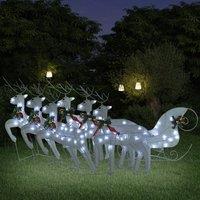 Berkfield Home Reindeer & Sleigh Christmas Decoration 140 LEDs Outdoor White