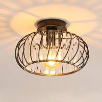 Goeco Ceiling Light Crystal, E27 Modern Ceiling Light with Glass Lampshade in Black