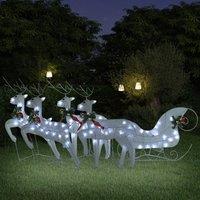 Berkfield Home Reindeer & Sleigh Christmas Decoration 100 LEDs Outdoor White