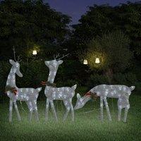Berkfield Home Christmas Reindeer Family 270x7x90 cm Silver Cold White Mesh | Size: 270 x 7 x 90 cm