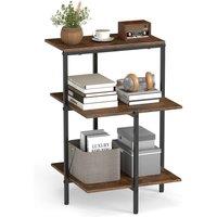 Costway 3-Tier Side Table Square End Table Industrial Bedside Table w/ Shelves in Brown