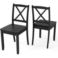 Costway 2PCS Wooden Dining Chair Armless Kitchen Chairs Side Chairs Cross Back in Black