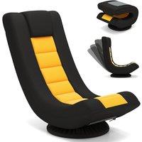 Gymax 360 Swivel Gaming Chair 4-Position Adjustable Folding Floor Sofa in Yellow