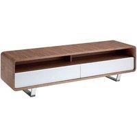 Angel Cerda Walnut TV Stand with White MDF Drawers & Chrome in Brown