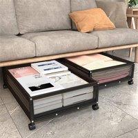 Nordara A Pair Under Bed Storage with Wheels Rolling Clothes Drawer Organizer in Black