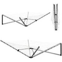 EONLION Wall Mounted 5-Arm Folding Clothes Airer 26m Washing Line in Silver