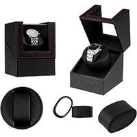 Havendro Single Automatic Watch Winder Display Case Carbon Fiber in Black
