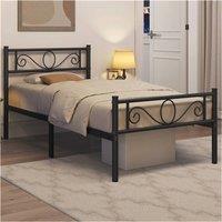 SPETLEK 3ft Single Metal Bed Frame with Headboard Slatted Black