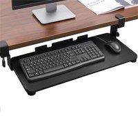 Nordara Under Desk Keyboard Tray, Large Clamp-on Computer Drawer in Black