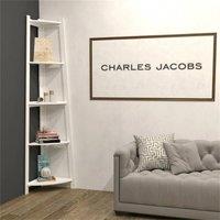 Nordara White Corner Ladder Shelf Bookcase