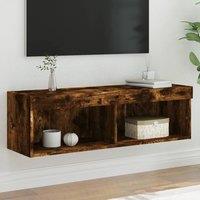 Berkfield Home TV Cabinet with LED Lights Smoked Oak 100x30x30 cm in Brown | Size: 100 x 30 x 30 cm
