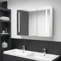 Berkfield Home LED Bathroom Mirror Cabinet 89x14x62 cm Shining White | Size: 89 x 14 x 62 cm