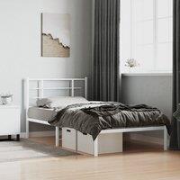 Berkfield Home Metal Bed Frame without Mattress with Headboard White 100x200cm | Size: 100x200 cm