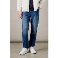 Burton Men's Mid Wash Stretch Straight Fit Jeans in Mid Blue | Size: 30S