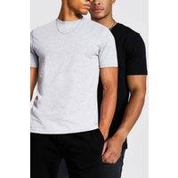 AARHON Men's Mens Black/Grey Basic Crew Neck T-Shirt | Size: Medium