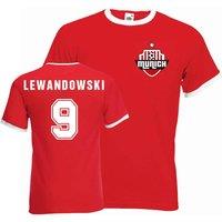 Bayern Munich Men's Mens Robert Lewandowski Ringer Tee in Red | Size: XL