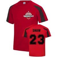 Manchester United FC Men's Mens Luke Shaw Manchester Sports Training Jersey in Red | Size: 2XL