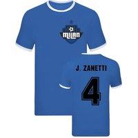 Inter Milan Men's Mens Javier Zanetti Milan Ringer T-Shirt in Blue | Size: Medium