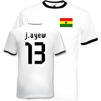 Ghana Men's Mens Jordan Ayew Ringer Tee in White | Size: XL