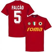 AS Roma Men's Mens Roma Vintage Falcao 5 Team T-Shirt - Tango in Red | Size: 5XL