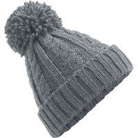 Beechfield Men's Cable Knit Melange Beanie in Light Grey