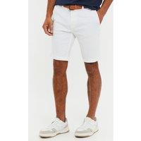 Threadbare Men's 'Conta' Cotton Turn-Up Chino Shorts with Woven Belt in White | Size: 32R