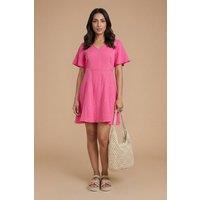 Dorothy Perkins Women's Petite Lace Trim Angel Sleeve Mini Dress in Pink | Size: 12