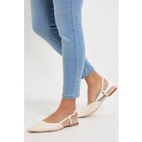 Dorothy Perkins Women's Briony Faux Leather Pointed Slingback Flat Shoes in Beige | Size: 7