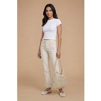 Dorothy Perkins Women's Petite Comfort Stretch Bootcut Jeans in Ecru | Size: 16