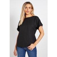 Dorothy Perkins Women's Crinkle Textured Roll Sleeve Blouse in Black | Size: 12
