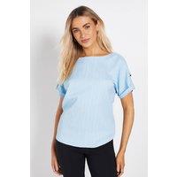 Dorothy Perkins Women's Crinkle Textured Roll Sleeve Blouse in Blue | Size: 14