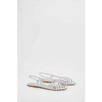 Dorothy Perkins Women's Elaina Cross Strap Slingback Flat Sandals in Silver | Size: 6