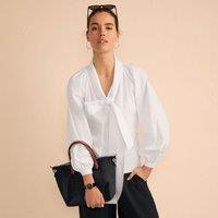 Lands' End Women's Bow Neck Cotton Blouse in White | Size: 20