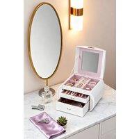 ExtraStar Women's 3-Layer White PU Leather Jewelry Organizer Case