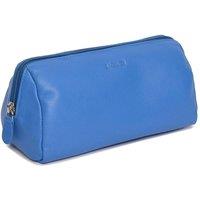 SADDLER Women's 'Megan' RFID Large Capacity Leather Zip Top Cosmetic Bag in Blue