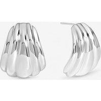 Inicio Women's Sterling Silver Plated Large Ridged Studs - Gift Pouch