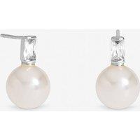 Inicio Women's Sterling Silver Plated Cubic Zirconia & Pearl Studs - Gift Pouch