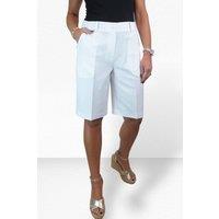 Paulo Due Women's Smart Pleated Tailored Shorts in White | Size: 8